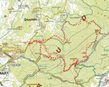 Mapka turystyczna z zaznaczonymi **rudawy janowickie szlaki**. Widoczne szczyty, doliny, strumienie i miejscowości.