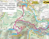 Mapa turystyczna Pienin z zaznaczonymi szlakami, w tym trasą na Trzy Korony.