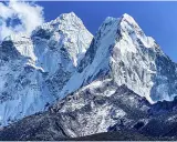 Majestatyczne, ośnieżone szczyty Himalajów, widok z everest base camp.