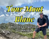 Mężczyzna z plecakiem na tle gór, przygotowuje się do trekkingu. Trasa Tour du Mont Blanc czeka!