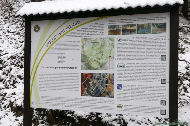 Kolorowe Jeziorka, cztery zbiorniki wodne o niepowtarzalnych barwach w masywie Wielkiej Kopy. Powstały w 1902 r., gdy zamknięto trzy kopalnie pirytu z powodu wyczerpania złoża.